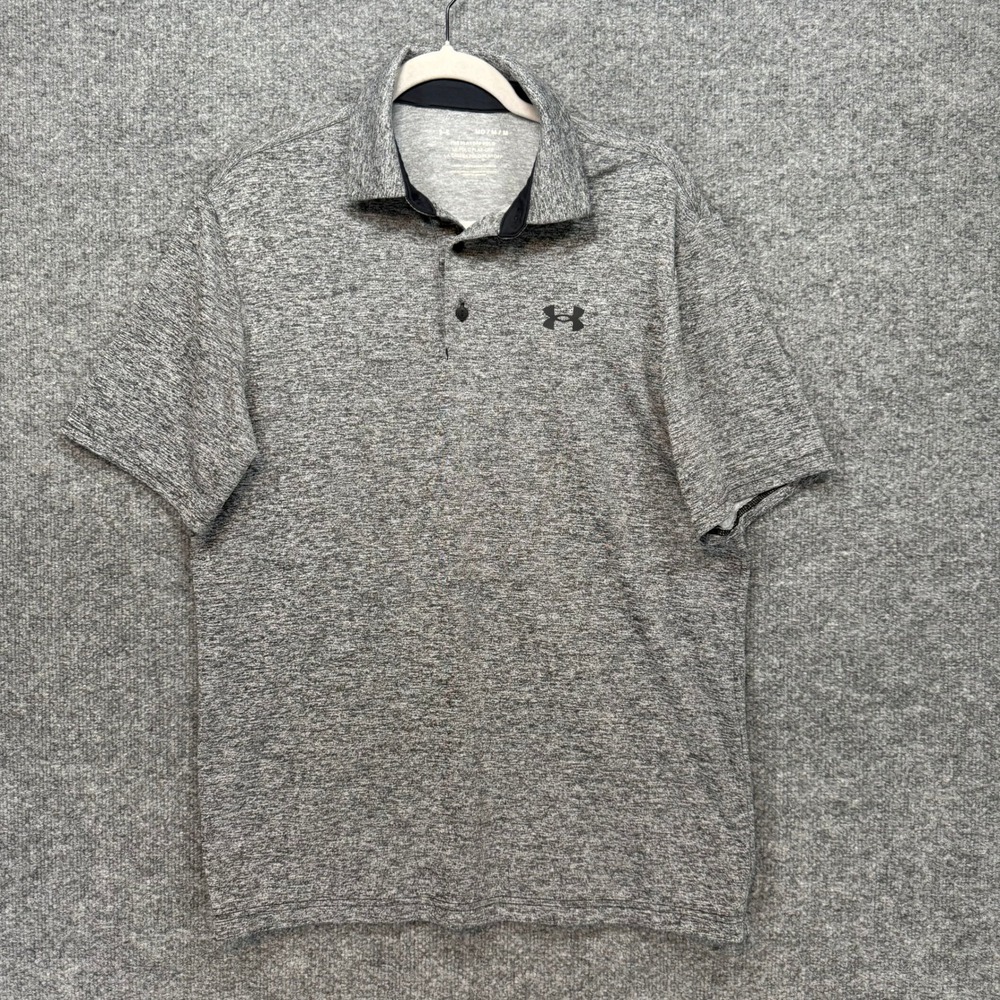 Under Armour Playoff Polo Shirt Mens Medium Gray Heathered Performance Golf